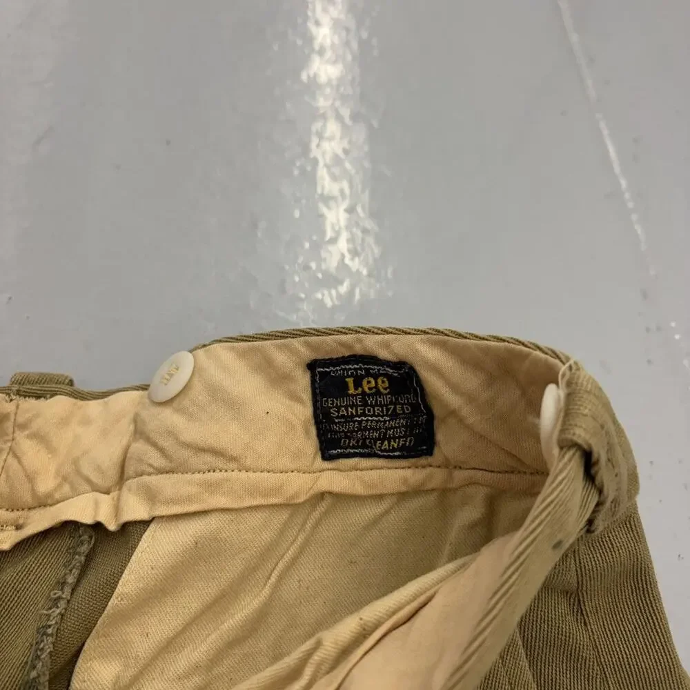 Vintage 50s Lee Whipcord Sanforized Tan Workwear Chino 29x30